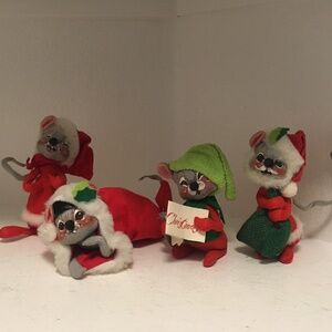 Set of 4 Christmas Vintage Annalee Mice
